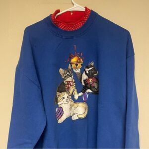Vintage Gopher Christmas Cat Themed Pullover Sweatshirt Size XL